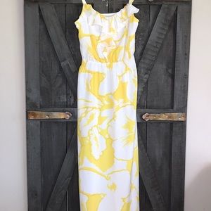 Ann Taylor LOFT Yellow and White Floral Maxi Dress